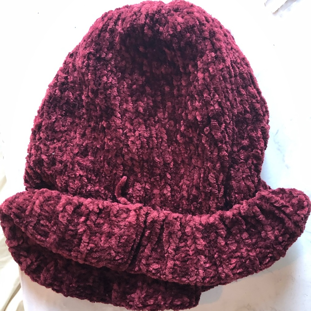 Burgundy Velvet Beanie